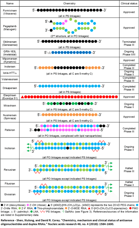 Chemistry,Mechanism and clinical status of antisense Oligonucleotide and duplex RNAs